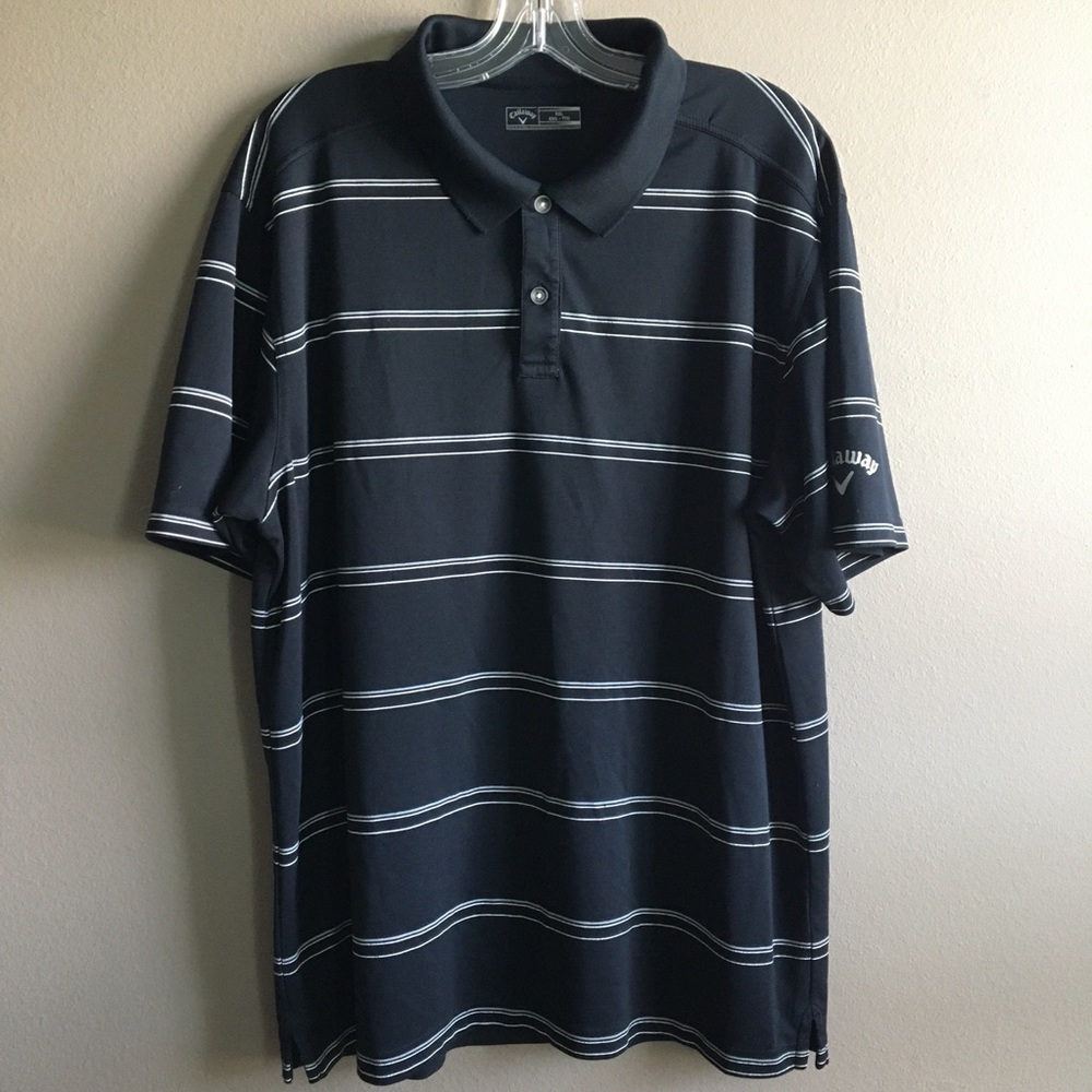 {Callaway} Striped Golf Polo Shirt Black XXL